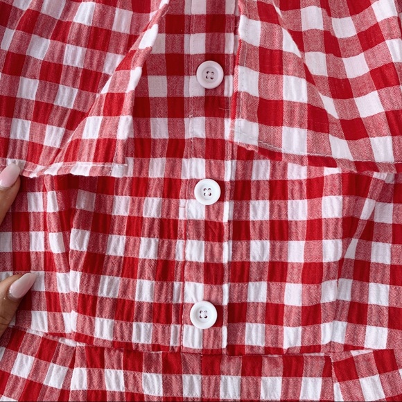 ASOS Checkered Over The Shoulder Romper - Picture 6 of 11